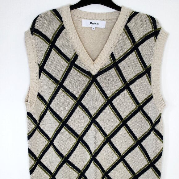BNWT SS25 PALMES ARGYLE KNITTED VEST S & M & XL - Picture 2 of 13